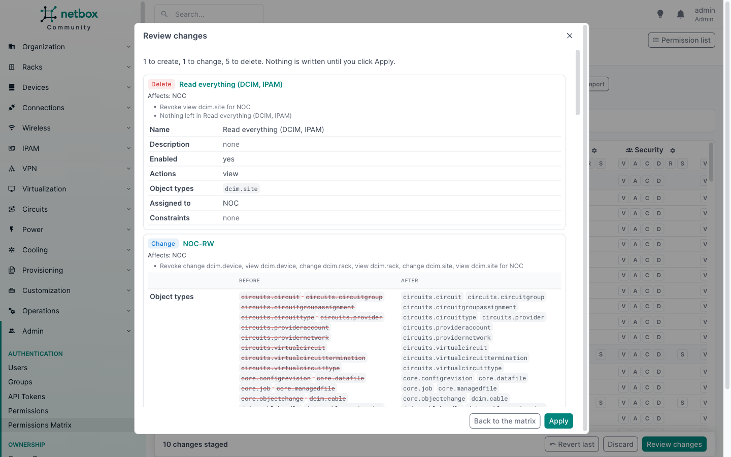 The review after an import that revokes DCIM access